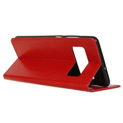 Samsung Galaxy S10e (G970) atverčiamas raudonas odinis dėklas - piniginė / Priedai.lt