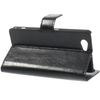 Sony Xperia Z1 compact atvēramais melns ādas futrālis - maciņš / Vacins.lv