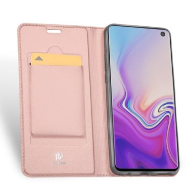 Samsung Galaxy S10e (G970) „Dux Ducis“ Skin sērijas rozs ādas atvērams maciņš / Vacins.lv