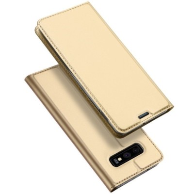 Samsung Galaxy S10e (G970) „Dux Ducis“ Skin sērijas zelta ādas atvērams maciņš / Vacins.lv