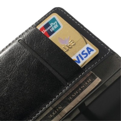 Sony Xperia Z1 compact atvēramais melns ādas futrālis - maciņš / Vacins.lv