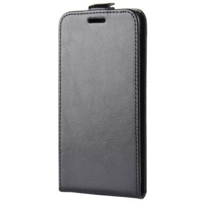 Samsung Galaxy S10e (G970) klasisks ādas vertikāli atvēramais melns maciņš / Vacins.lv