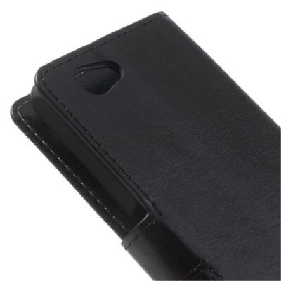 Sony Xperia Z1 compact atvēramais melns ādas futrālis - maciņš / Vacins.lv