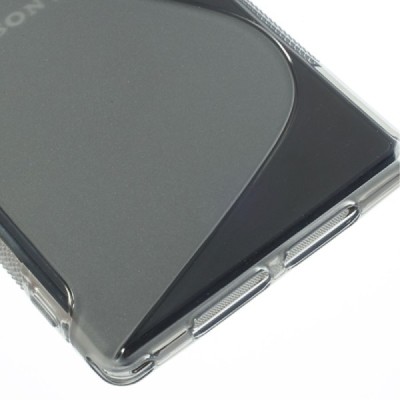 Sony Xperia Z1 (Honami, C6903, C6902) „S-Line“ kieto silikono TPU skaidrus, pilkas dėklas - nugarėlė / Priedai.lt