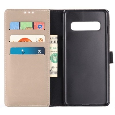 Samsung Galaxy S10+ (G975) atvēramais ādas smilšains retro maciņš (maks) / Vacins.lv