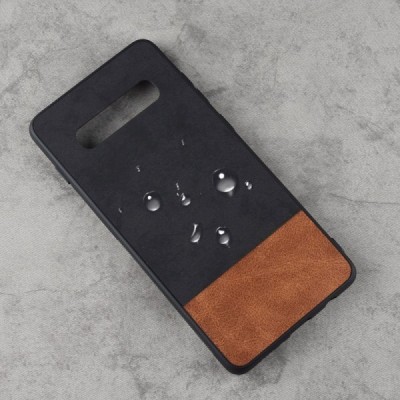 Samsung Galaxy S10+ (G975) „Bi-Color“ Splicing brūns, melns ādas apvalks / Vacins.lv