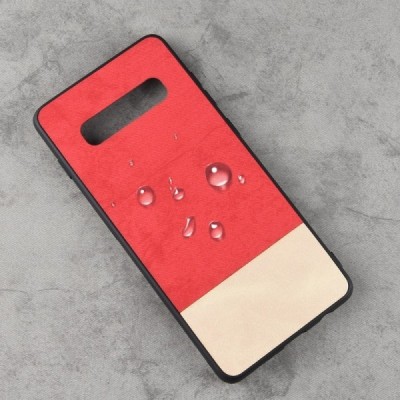 Samsung Galaxy S10+ (G975) „Bi-Color“ Splicing smilšains, sarkans ādas apvalks / Vacins.lv