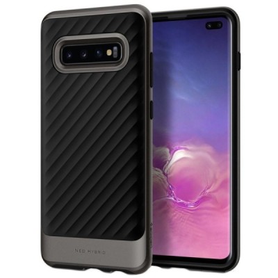 „Spigen“ Neo Hybrid sustiprintos apsaugos Samsung Galaxy S10+ (G975) juodas kieto silikono (TPU) ir plastiko dėklas / Priedai.lt