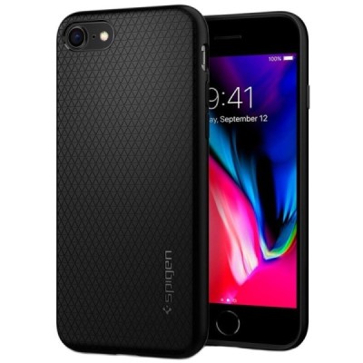 „Spigen“ Liquid Air Apple iPhone 7 (iPhone 8) juodas kieto silikono dėklas / Priedai.lt