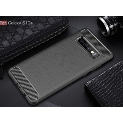 Samsung Galaxy S10+ (G975) „Carbon“ kieto silikono TPU juodas dėklas - nugarėlė / Priedai.lt