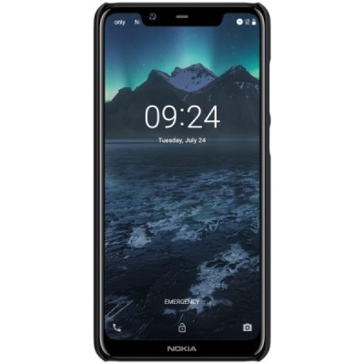 Nokia 5.1 Plus (2018) Nillkin Frosted Shield melns plastmasas apvalks + ekrāna aizsargplēve / Vacins.lv