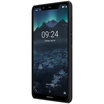 Nokia 5.1 Plus (2018) Nillkin Frosted Shield melns plastmasas apvalks + ekrāna aizsargplēve / Vacins.lv