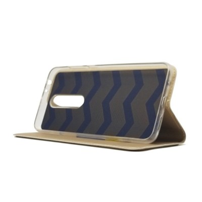 Nokia 5.1 Plus (2018) „Dux Ducis“ Skin sērijas zelta ādas atvērams maciņš / Vacins.lv