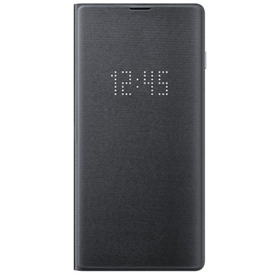 Samsung Galaxy S10 (G973) oficiāls Led View Cover atvērams melns ādas maciņš (maks) / Vacins.lv