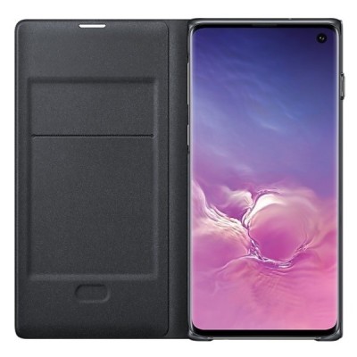 Samsung Galaxy S10 (G973) oficiāls Led View Cover atvērams melns ādas maciņš (maks) / Vacins.lv