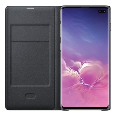 Samsung Galaxy S10+ (G975) originalus Led View Cover atverčiamas juodas odinis dėklas - piniginė / Priedai.lt