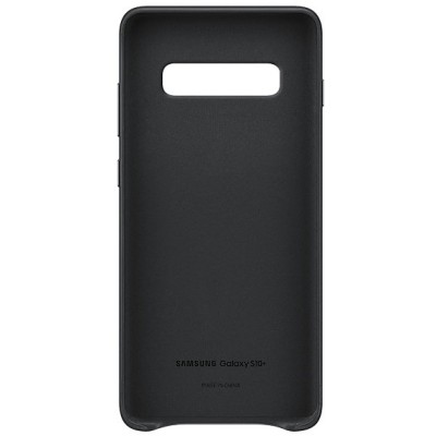 Samsung Galaxy S10+ (G975) Leather Cover melns ādas apvalks / Vacins.lv