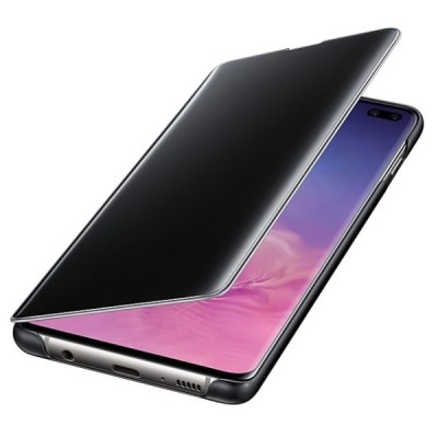 Samsung Galaxy S10+ (G975) originalus Clear View Standing Cover atverčiamas juodas dėklas / Priedai.lt