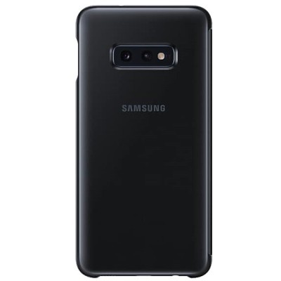 Samsung Galaxy S10e (G970) oficiāls Clear View Standing Cover atvērams melns ādas maciņš / Vacins.lv