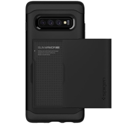 Samsung Galaxy S10+ (G975) „Spigen“ Slim Armor CS melns silikons apvalks / vacins.lv