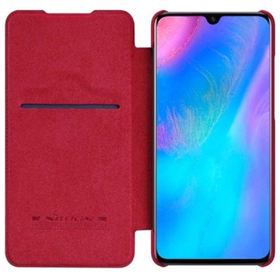 Greznais „Nillkin“ Qin sērijas ādas atvērams sarkans Huawei P30 maciņš (maks) / Vacins.lv