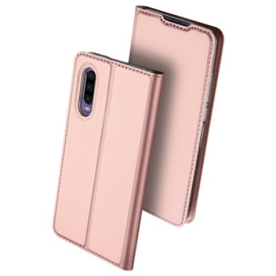 Huawei P30 „Dux Ducis“ Skin sērijas rozs ādas atvērams maciņš / Vacins.lv