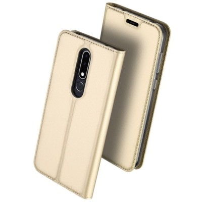 Nokia 3.1 Plus (2018) „Dux Ducis“ Skin sērijas zelta ādas atvērams maciņš / Vacins.lv