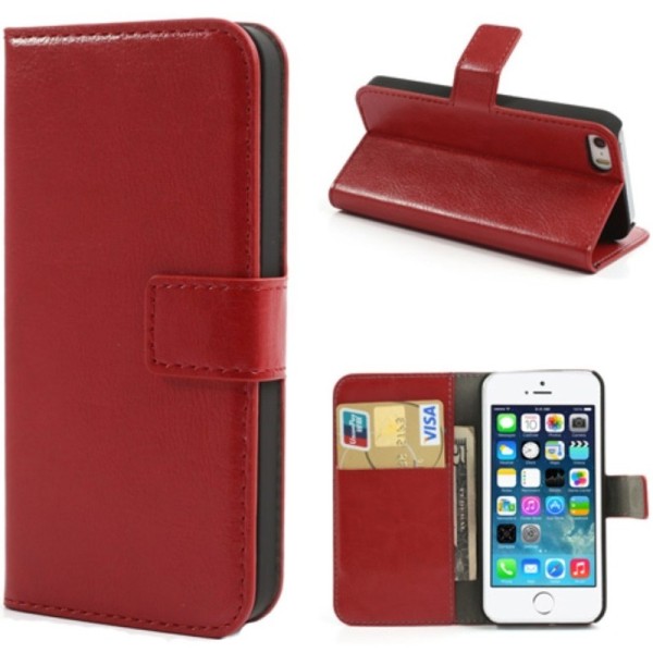 „Lychee“ atverčiamas dėklas - raudonas (iPhone 5 / 5S / SE 2016)