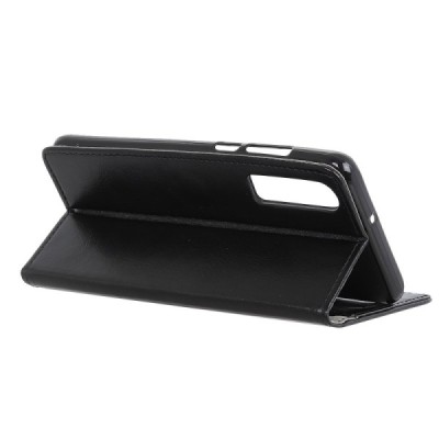 Huawei P30 atverčiamas juodas odinis dėklas, knygutė - piniginė / Priedai.lt