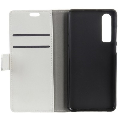 Huawei P30 atvēramais ādas balt maciņš, grāmata (maks) / Vacins.lv