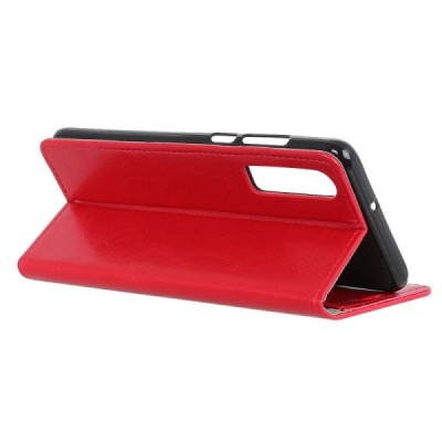 Huawei P30 atvēramais ādas sarkans maciņš, grāmata (maks) / Vacins.lv