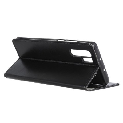 Huawei P30 Pro atverčiamas juodas odinis dėklas, knygutė - piniginė / Priedai.lt