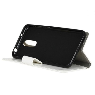 Nokia 3.1 Plus (2018) atvēramais ādas balts maciņš, grāmata (maks) / Vacins.lv