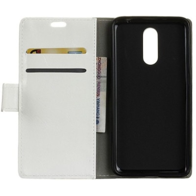 Nokia 3.1 Plus (2018) atvēramais ādas balts maciņš, grāmata (maks) / Vacins.lv