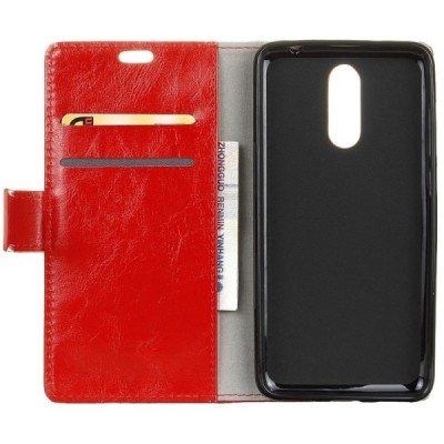 Nokia 3.1 Plus (2018) atvēramais ādas sarkans maciņš, grāmata (maks) / Vacins.lv