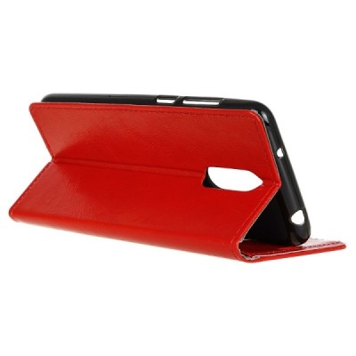 Nokia 3.1 Plus (2018) atvēramais ādas sarkans maciņš, grāmata (maks) / Vacins.lv