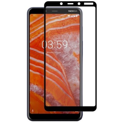 Nokia 3.1 Plus (2018) Hat-Prince Tempered Glass melns ekrāna aizsargstikls / Vacins.lv