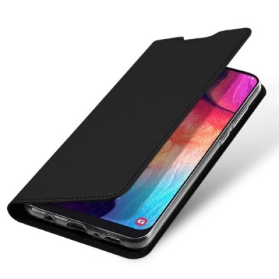 Samsung Galaxy A50 A505F (A50s A507F, A30s A307F) „Dux Ducis“ Skin sērijas melns ādas atvērams maciņš / Vacins.lv