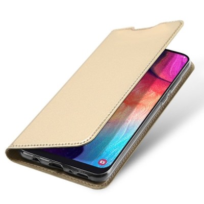 Samsung Galaxy A50 A505F (A50s A507F, A30s A307F) „Dux Ducis“ Skin sērijas zelta ādas atvērams maciņš / Vacins.lv