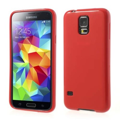 Samsung Galaxy S5 (S5 Neo) Jelly Case sarkans cieta silikona (TPU) futrālis / Vacins.lv