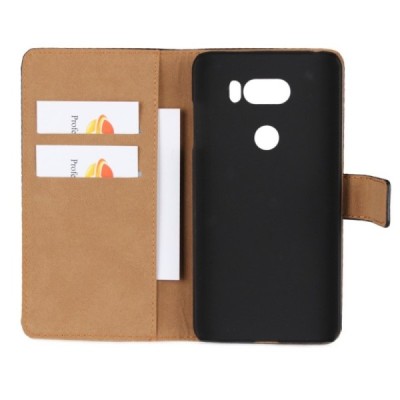 LG V30 (H930) atverčiamas juodas odinis dėklas - piniginė / Priedai.lt