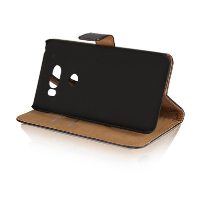 LG V30 (H930) atverčiamas juodas odinis dėklas - piniginė / Priedai.lt