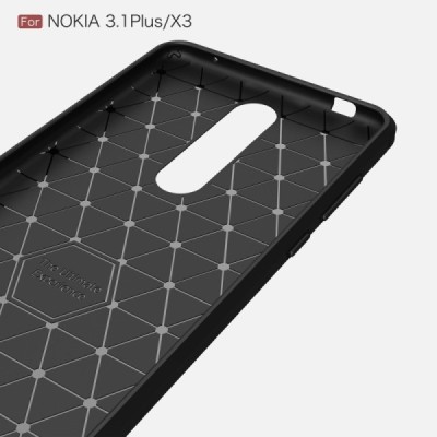 Nokia 3.1 Plus (2018) „Carbon“ cieta silikona (TPU) melns apvalks / vacins.lv