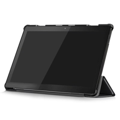 Lenovo Tab M10 10.1" (TB-X605F, X605L, X505F, X505L) atverčiamas juodas odinis dėklas (sulankstomas) | Priedai.lt