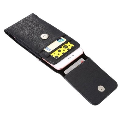 Apple iPhone 8 Plus „Retro“ universalus dėklas prie diržo, vertikalus, juodas (XL+ dydis) / Priedai.lt