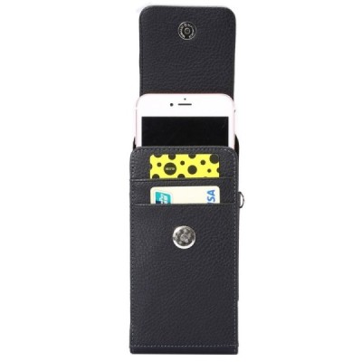 Apple iPhone 8 Plus „Retro“ universalus dėklas prie diržo, vertikalus, juodas (XL+ dydis) / Priedai.lt