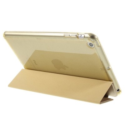 Apple iPad Mini 1 / 2 / 3 atvēramais zelta ādas maciņš / Vacins.lv
