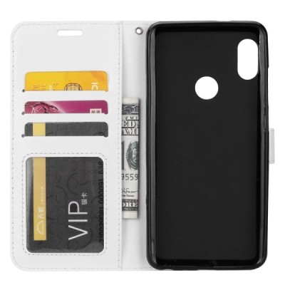 Xiaomi Redmi 7 atvēramais ādas balts maciņš, grāmata (maks) / Vacins.lv