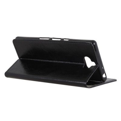 Sony Xperia 10 Plus (XA3 Ultra) atverčiamas juodas odinis dėklas - piniginė / Priedai.lt