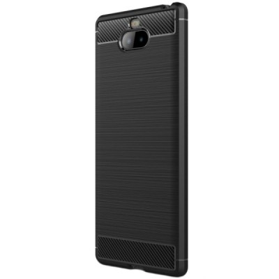 Sony Xperia 10 Plus (XA3 Ultra) „Carbon“ kieto silikono TPU juodas dėklas - nugarėlė / Priedai.lt